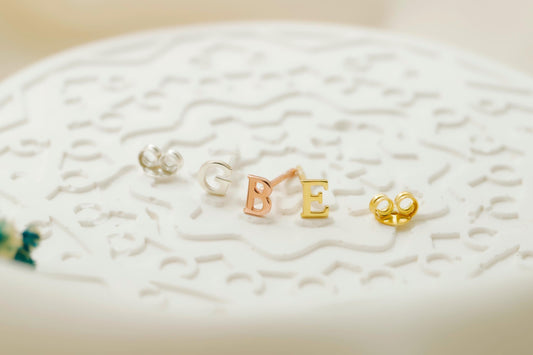 Silver and Stone Initial Stud Earrings – Dazzling Personalized Letter Jewelry