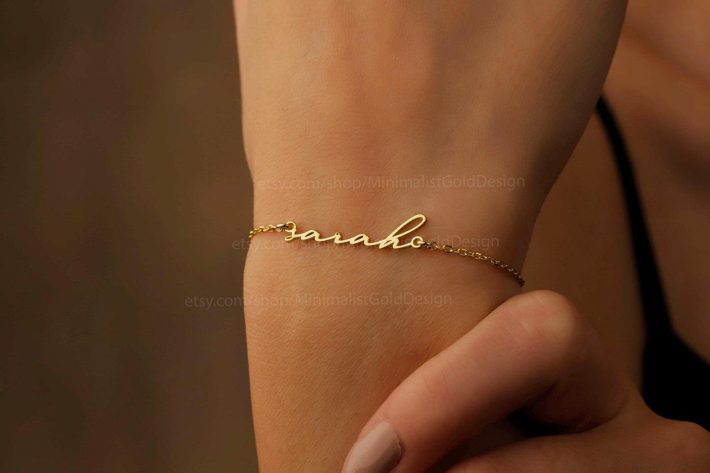 Goldsmiths Custom Tiny Name Bracelet - Personalized Gold Handwritten Jewelry, Perfect Holiday Gift for Her