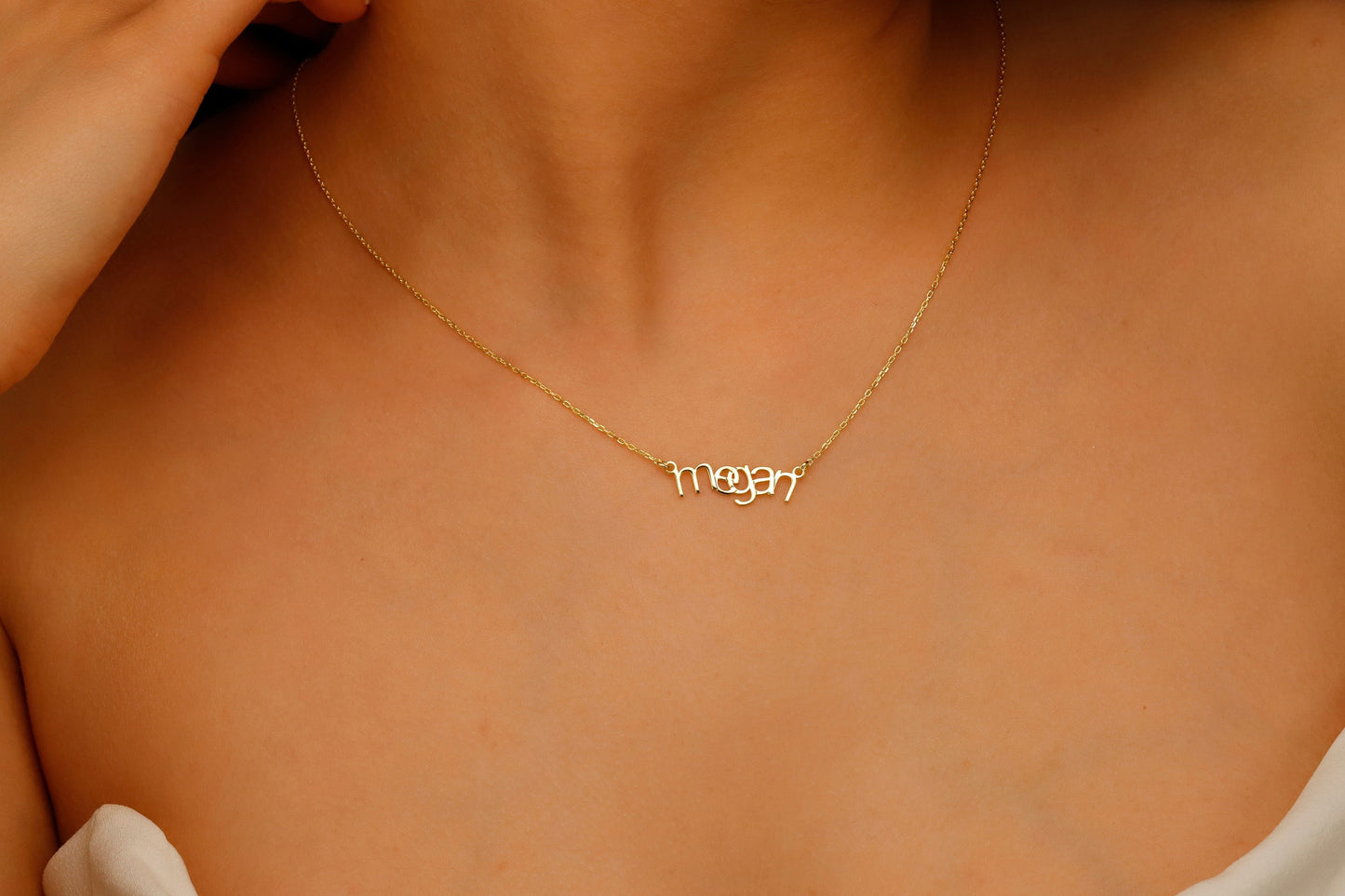 14K Gold Asymmetrical Design Name Necklacess, Personalized Design Name Jewelry, Perfect Unique Special in Sterling Silver - silvergoldandrose