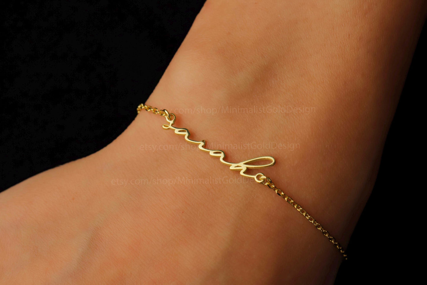Goldsmiths Custom Tiny Name Bracelet - Personalized Gold Handwritten Jewelry, Perfect Holiday Gift for Her