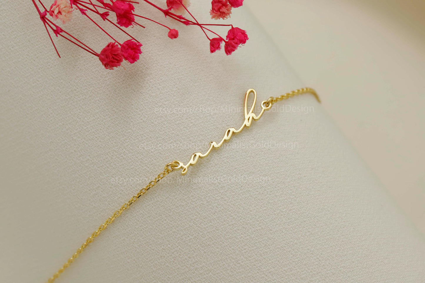 Goldsmiths Custom Tiny Name Bracelet - Personalized Gold Handwritten Jewelry, Perfect Holiday Gift for Her
