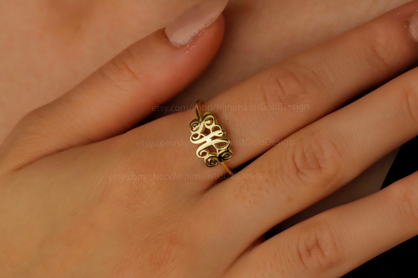 ElegantGem Monogram Letter Ring - Customizable 18K Gold Filled Jewelry, Perfect Gift for Moms & Special Women