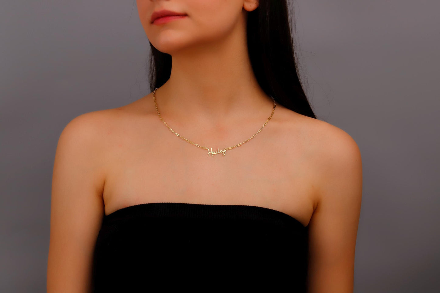 Gold & Silver Personalized Name Necklace | Dainty Stacking & Layered Design with Link Chain