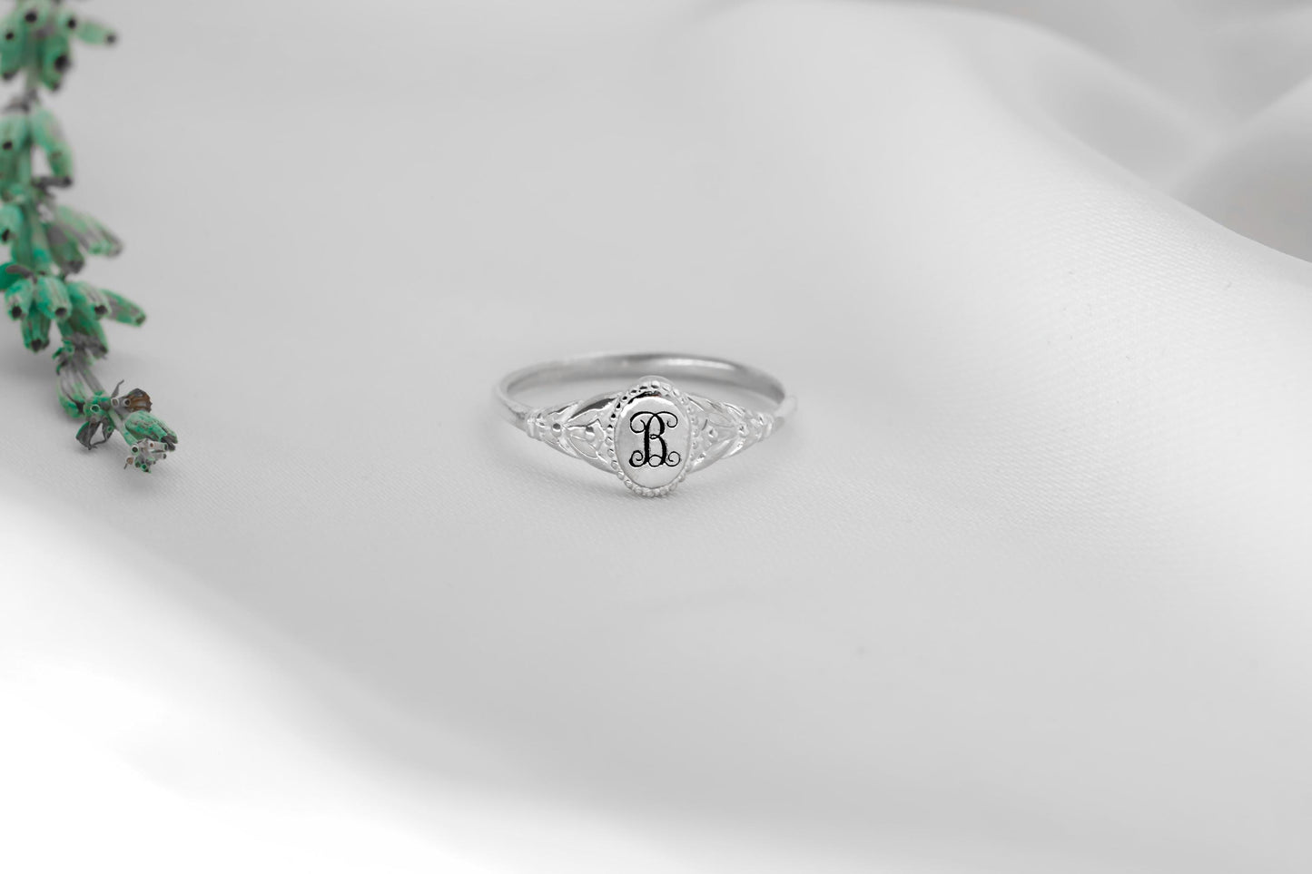 Pinky Initial Signet Ring