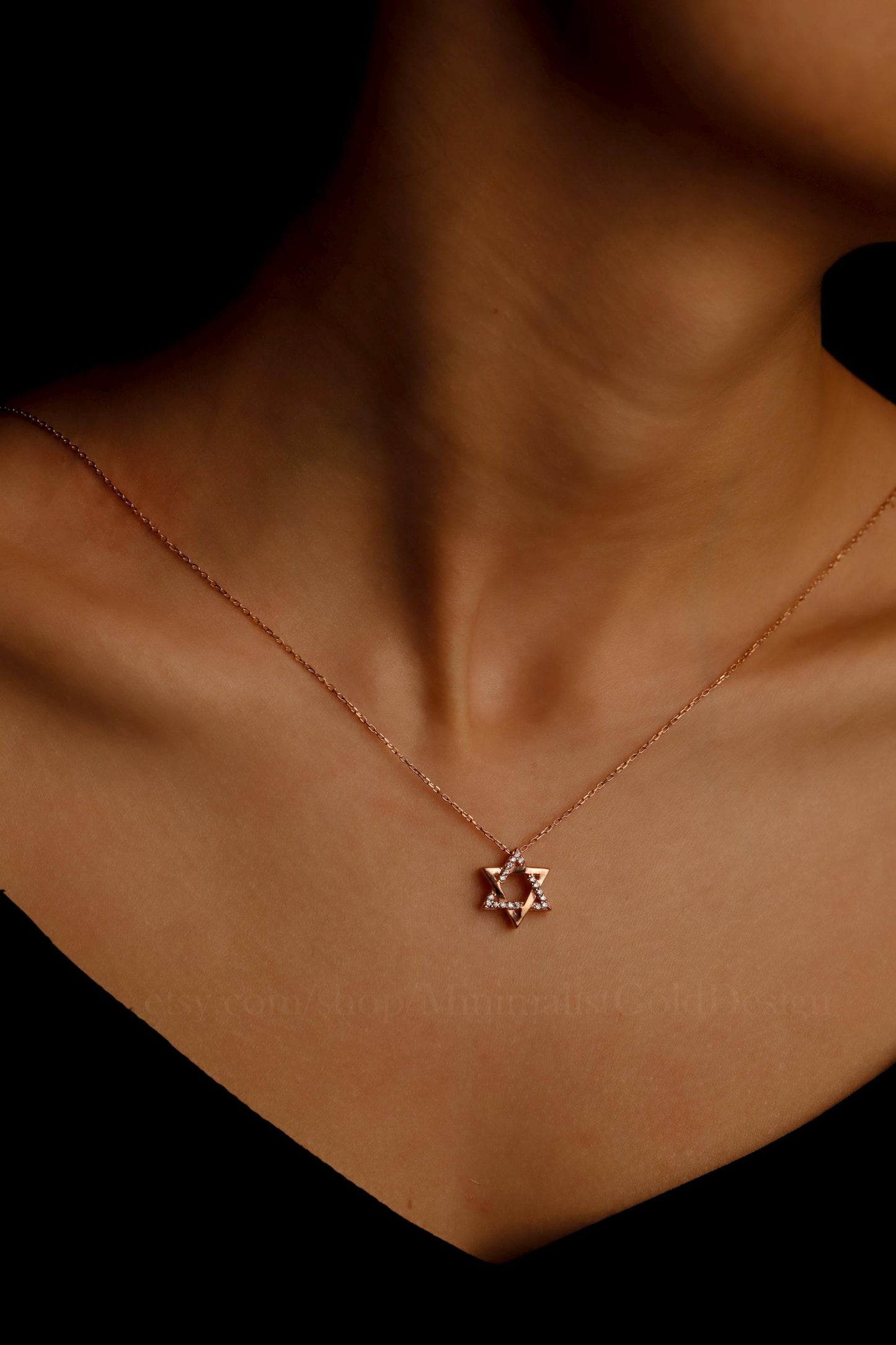 Diamond Star Of David Necklace, 14K Gold Filled Magen David Pendant, Jewish Star Necklace, Pave David Star, Hanukkah Gift, Bat Mitzvah Gift