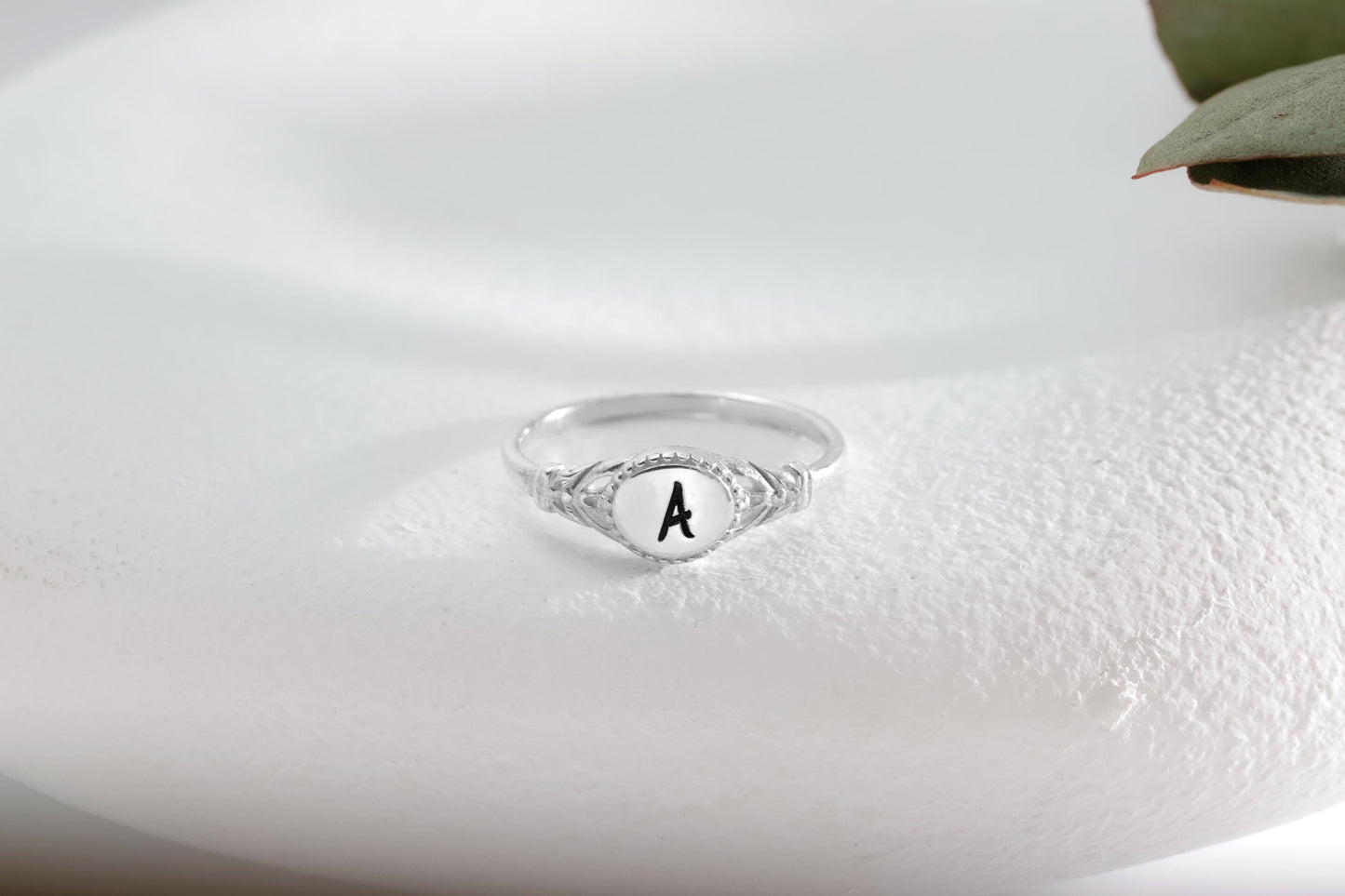 Rose Gold Initial Ring | Personalized 14K Charm for Unique Self-Expression