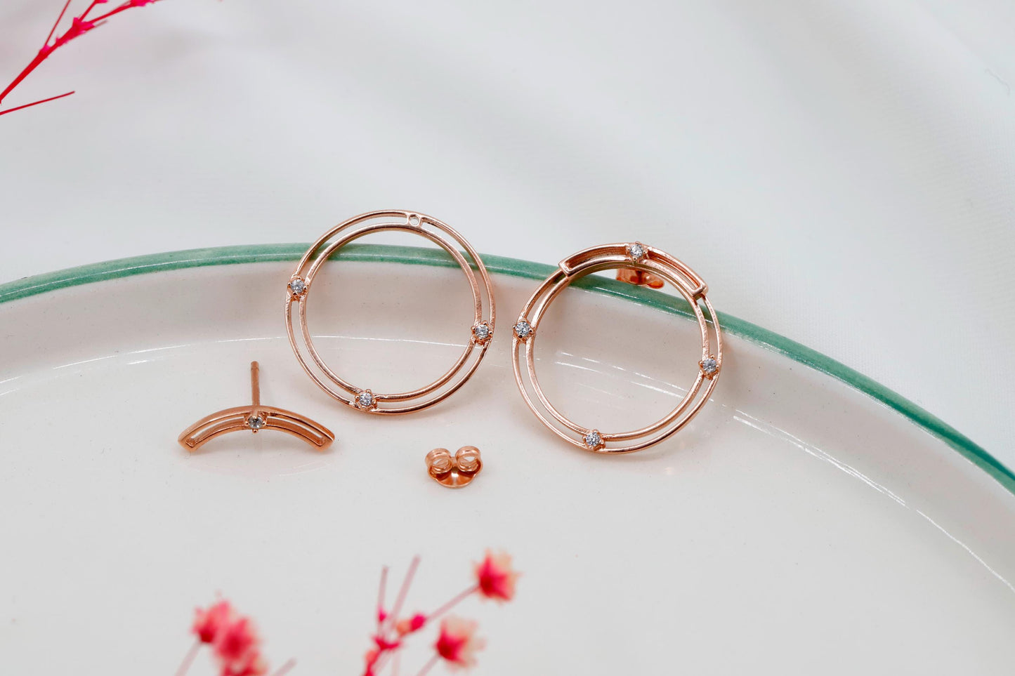 Ear Jacket Earrings with CZ Diamond Earrings