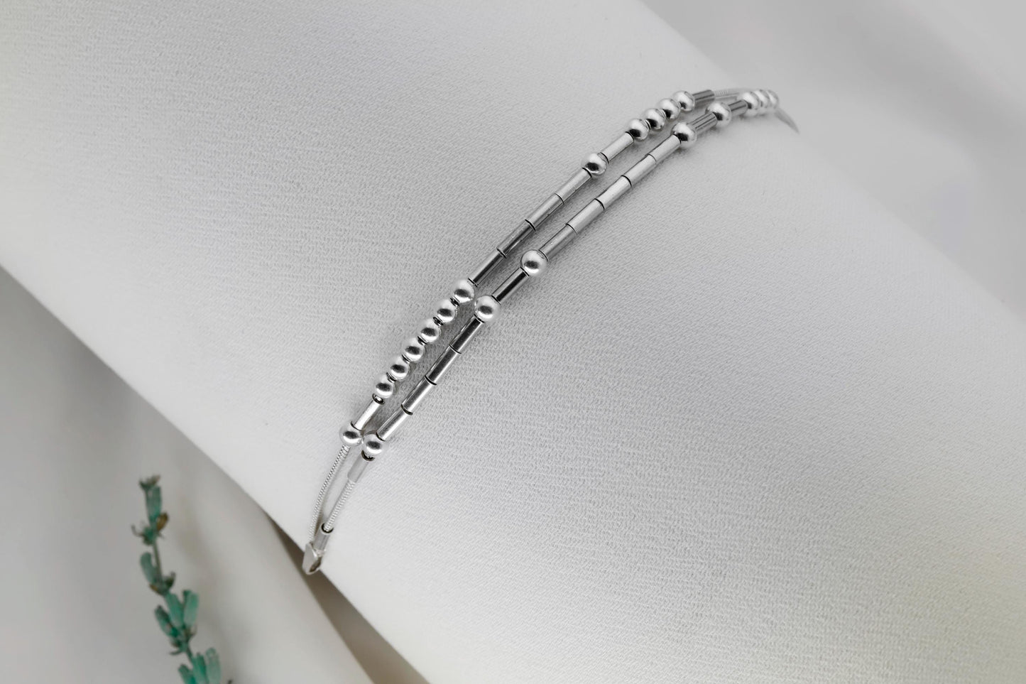 925 Sterling Silver Morse Code Bracelet • Two Strands Morse Code Jewelry • Personalized Secret Code Bracelet • Perfect Hidden Message Gifts