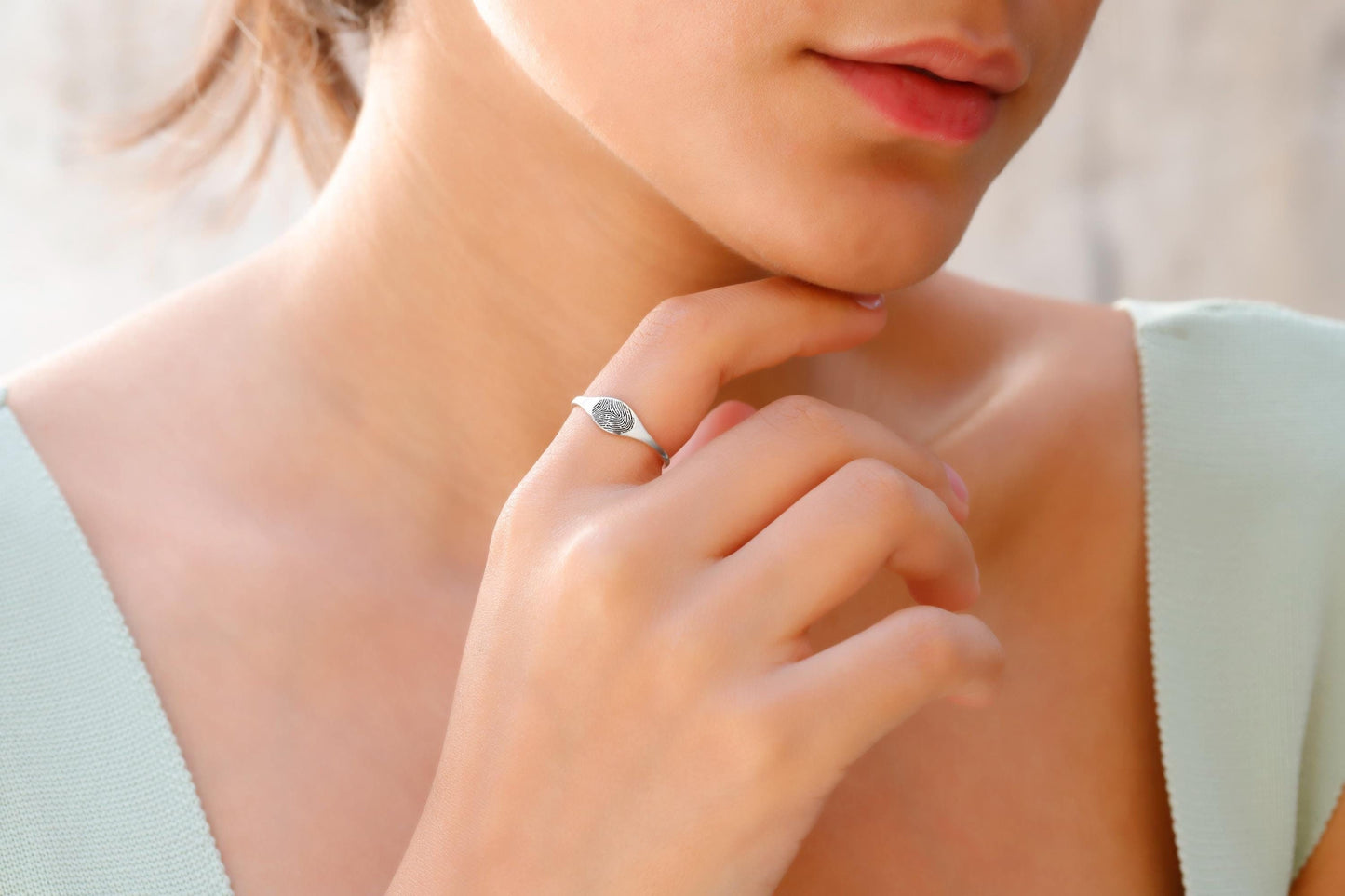 Silver Fingerprint Ring • Actual Fingerprint Jewelry • Personalized Engraving Ring • Memorial Ring • Perfect Gifts