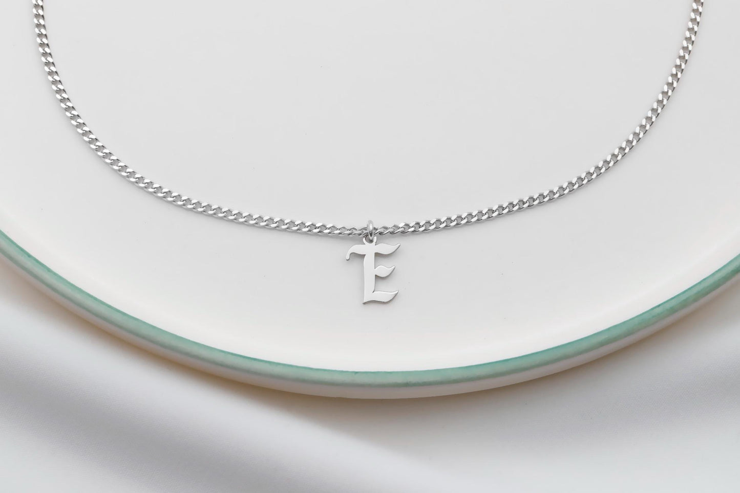 Personalized Old English Initial Necklace | Dainty Letter Jewelry in Silver & Gold