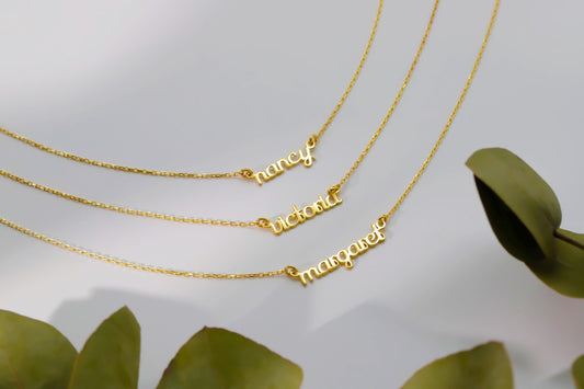 Gold Name Necklace | 8K, 10K & 14K Solid Gold | Personalized Dainty Design