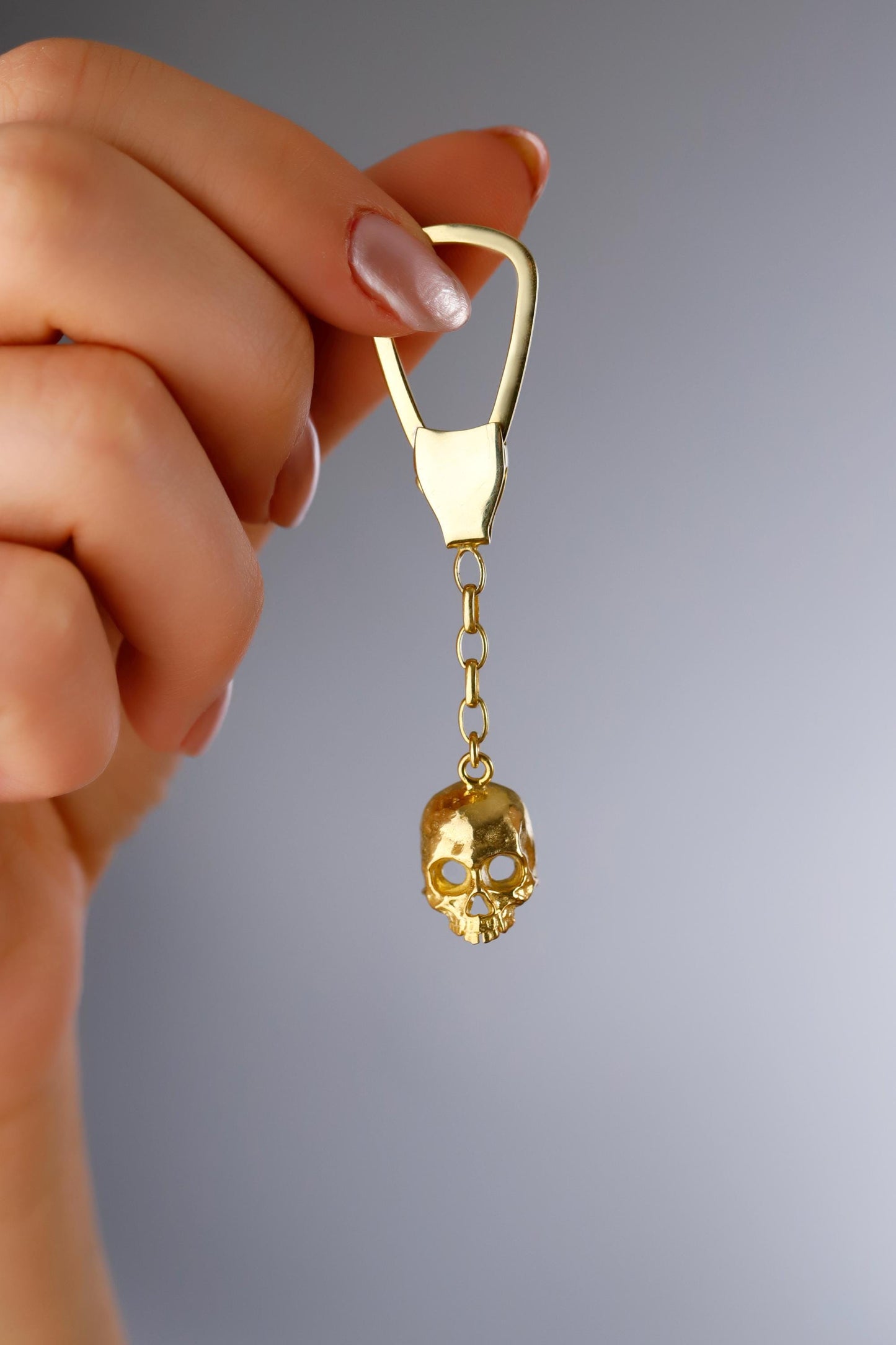 Skull Keychain in 925 Sterling Silver