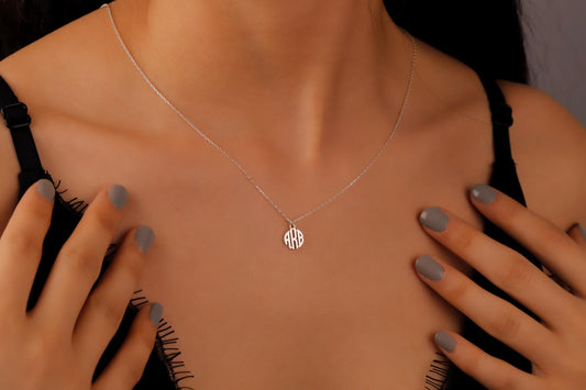 Sterling Silver Monogram Necklace: Dainty Initial Letter Jewelry