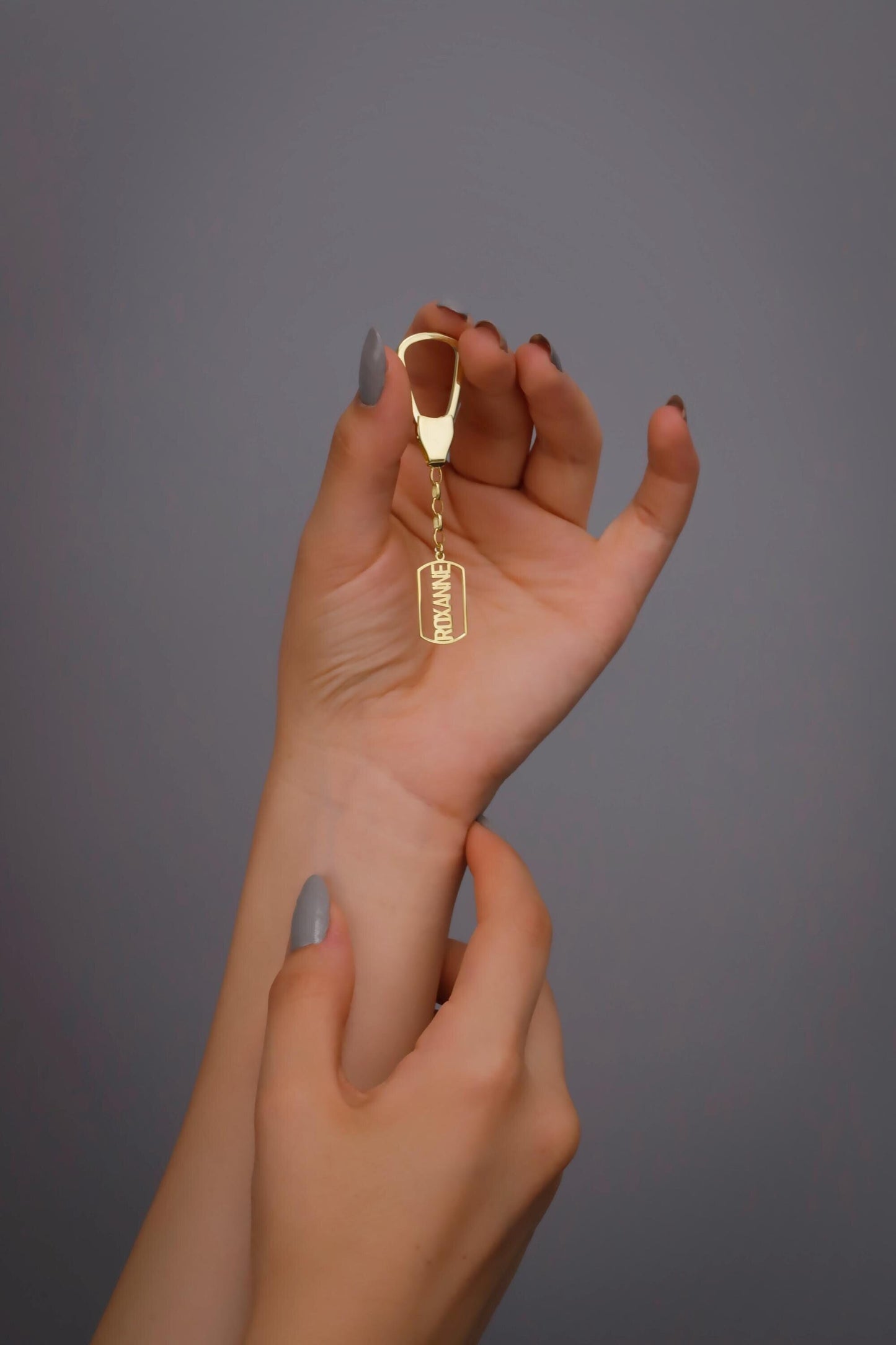 Bold Name Keychain - Customizable 925 Sterling Silver with Gold Accents - Dainty & Unique Gift for Loved Ones