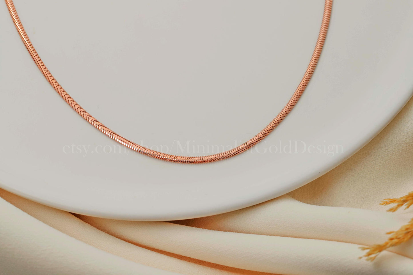 Dainty Snake Chain Necklace, Simple Italian Necklace in Silver, Gold and Rose