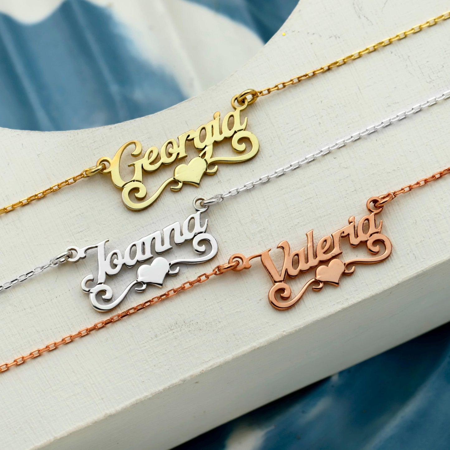 Custom Name Necklace | Personalized Sterling Silver, Gold & Rose Jewelry