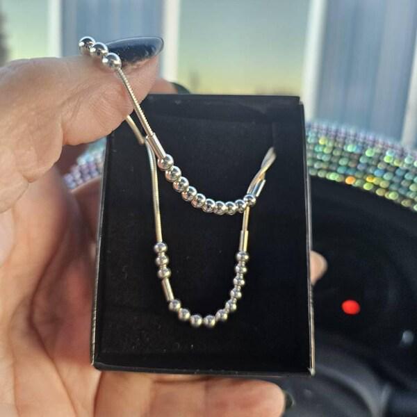 Sterling Silver Morse Code Necklace: Personalized Long Hidden Message Jewelry