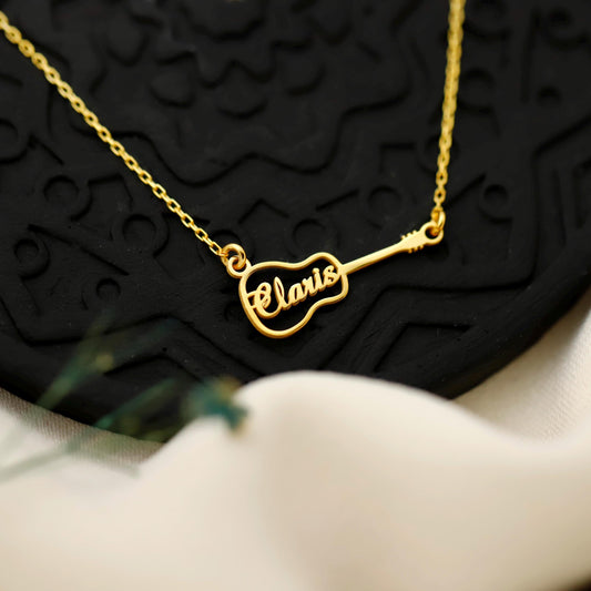 Personalized Guitar Necklace - Custom Name Pendant for Music Lovers - Perfect Gift for Musicians