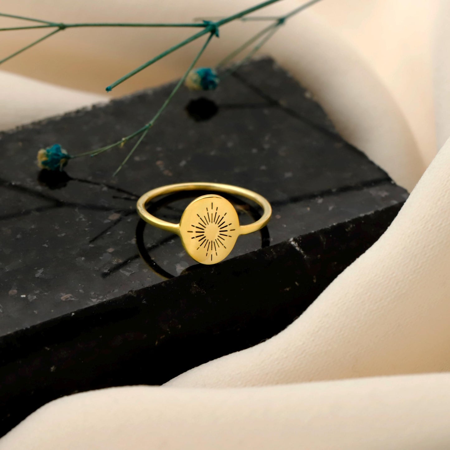 Sunbeam Jewelry Sun Beam Ring - Dazzling Minimalist Gold & Silver Sunburst Design