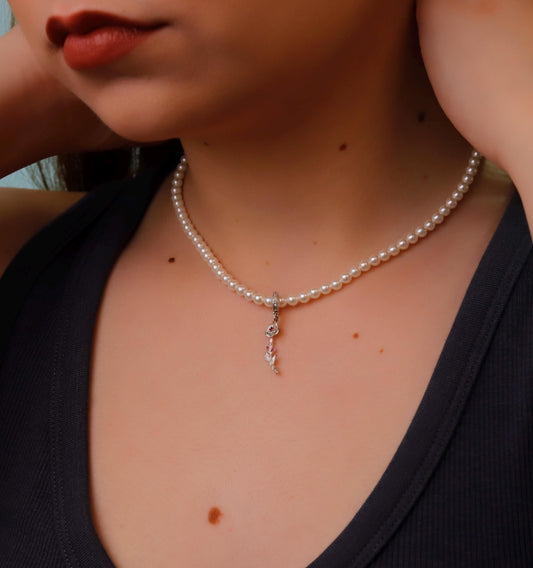 Pearl Bloom Necklace by SilverGoldandRose- Custom Birth Flower Pendant in Dainty Sterling Silver