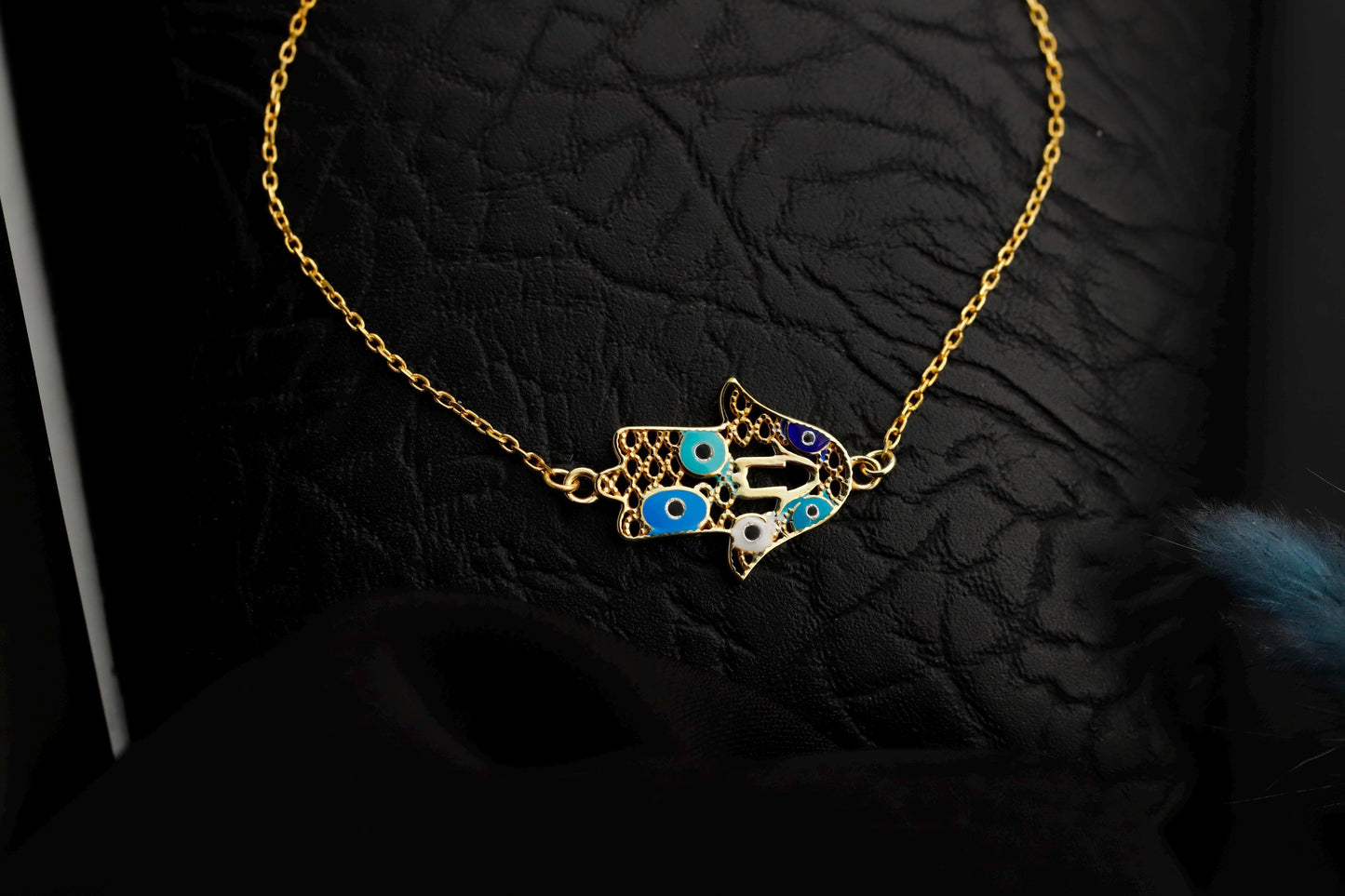 Blue Enamel Hamsa Bracelet, Sterling Silver, Evil Eye Charm, Protective Energy Jewelry