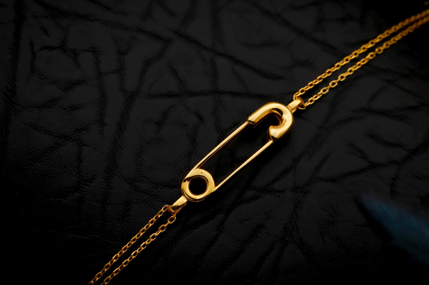 14K Gold Filled Safety Pin Bracelet, Sterling Silver, Double Chain, Minimalist Protection Jewelry