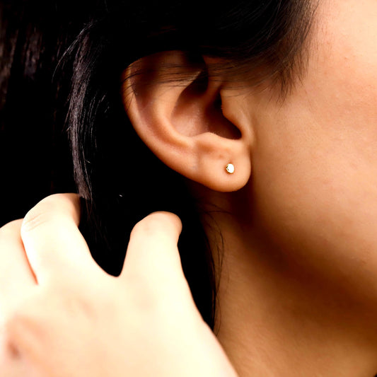 Minimalist Gold Circle Stud Earrings, Sterling Silver, Everyday Jewelry
