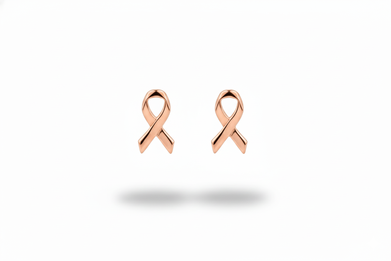 Celebrate Cancer Survivors Ribbon Stud Earrings in 925 Sterling Silver - Silvergoldandrose