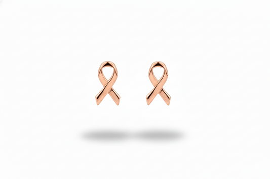 Celebrate Cancer Survivors Ribbon Stud Earrings in 925 Sterling Silver - Silvergoldandrose