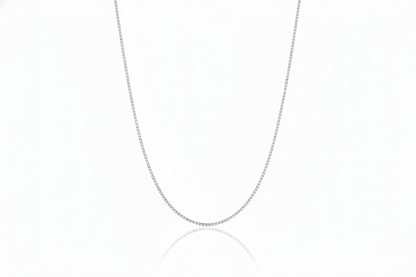 Silver chain necklace on a white background