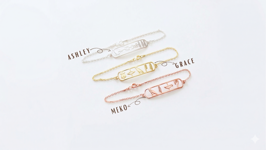 SilverGoldandRose Egyptian Goddess Hieroglyph Bracelet