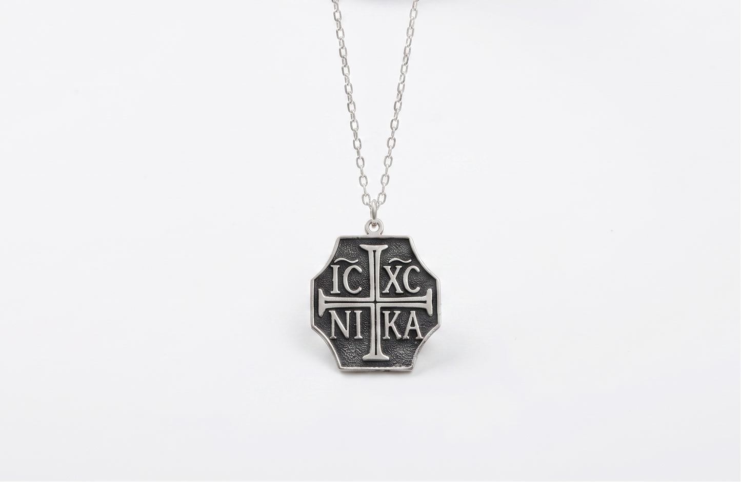 Sterling Silver Orthodox IC XC NIKA Cross Necklace - Elegant Eastern Christian Jewelry