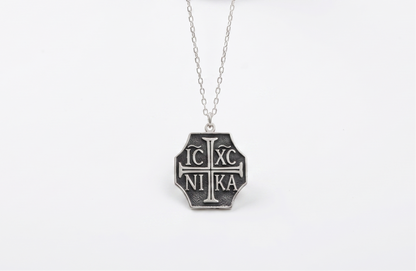 Sterling Silver Orthodox IC XC NIKA Cross Necklace - Elegant Eastern Christian Jewelry