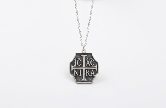 Sterling Silver Orthodox IC XC NIKA Cross Necklace - Elegant Eastern Christian Jewelry