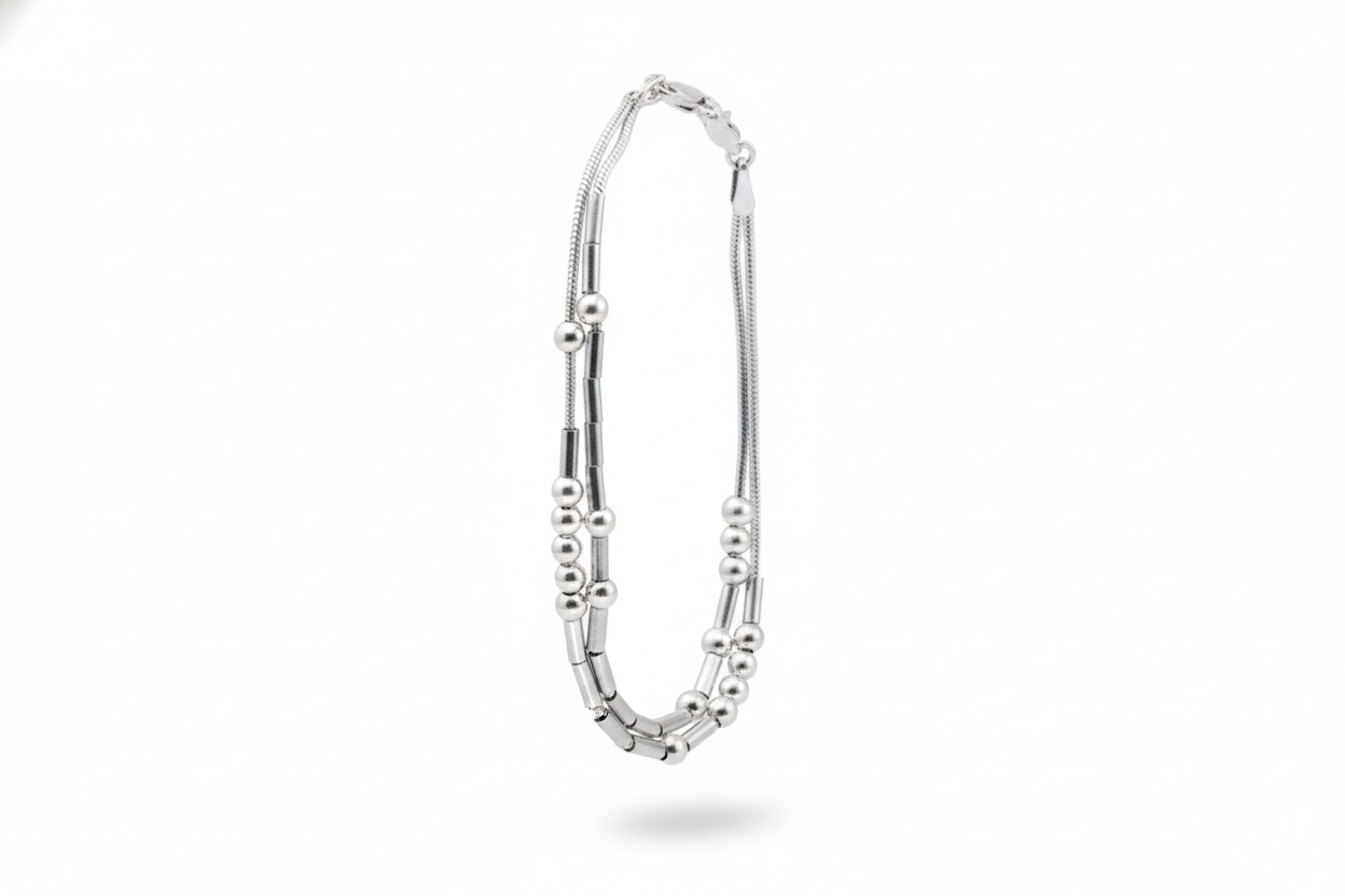 Silver bracelet on a white background
