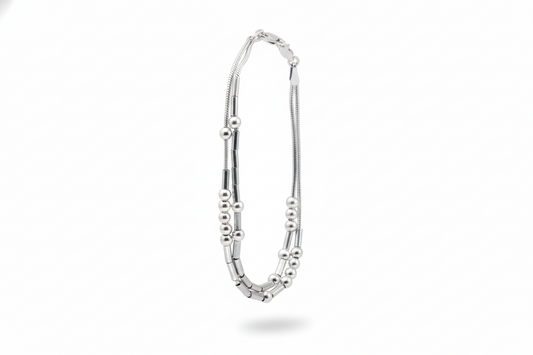 Silver bracelet on a white background