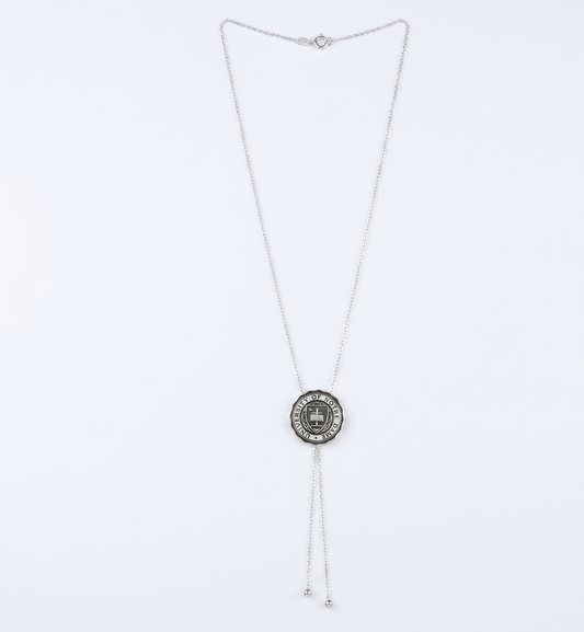 Necklace with a round pendant on a white background