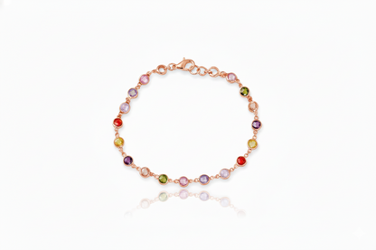 Multicolored beaded bracelet on a white background