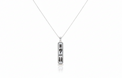 Silver pendant necklace on a white background