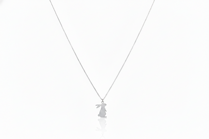 Silver necklace with a delicate pendant on a white background