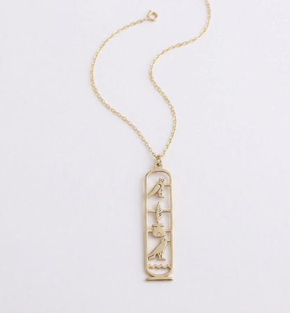 Unique Egypt Cartouche Necklace - Stunning Hieroglyph Pendant