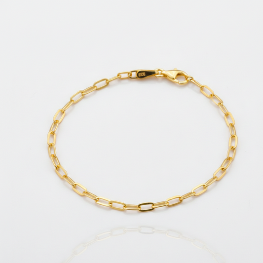 Gold chain bracelet on a white background