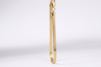 Dazzling Sterling Silver Dainty Herringbone Bracelet - Elegant Italian Design, Liquid Link Style