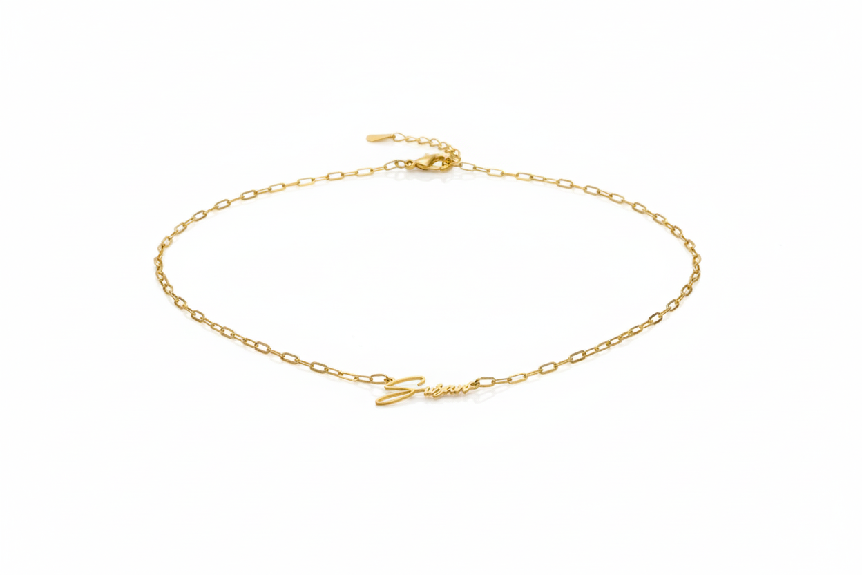 Gold bracelet on a white background