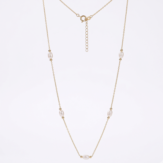 Gold Pearl Choker Necklace | Handmade Vintage Style with Freshwater Pearls