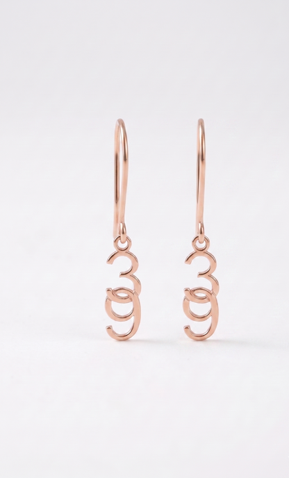 Rose gold earrings on a white background