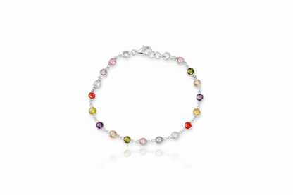 Multicolored bead bracelet on a white background