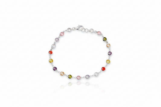 Multicolored bead bracelet on a white background