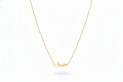 Gold necklace with 'Sedona' pendant on a white background