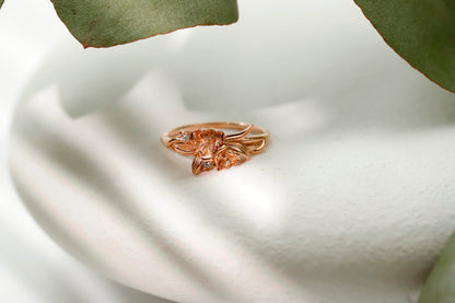 Birth Month Birth Flower Ring with CZ Diamond